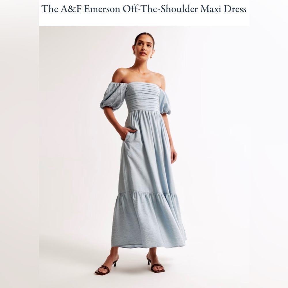 Abercrombie & Fitch Emerson Off-The-Shoulder Sky Blue Dress